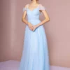 Elizabeth K - GL2610 Cold Shoulder Sweetheart Neck Tulle A-Line Gown