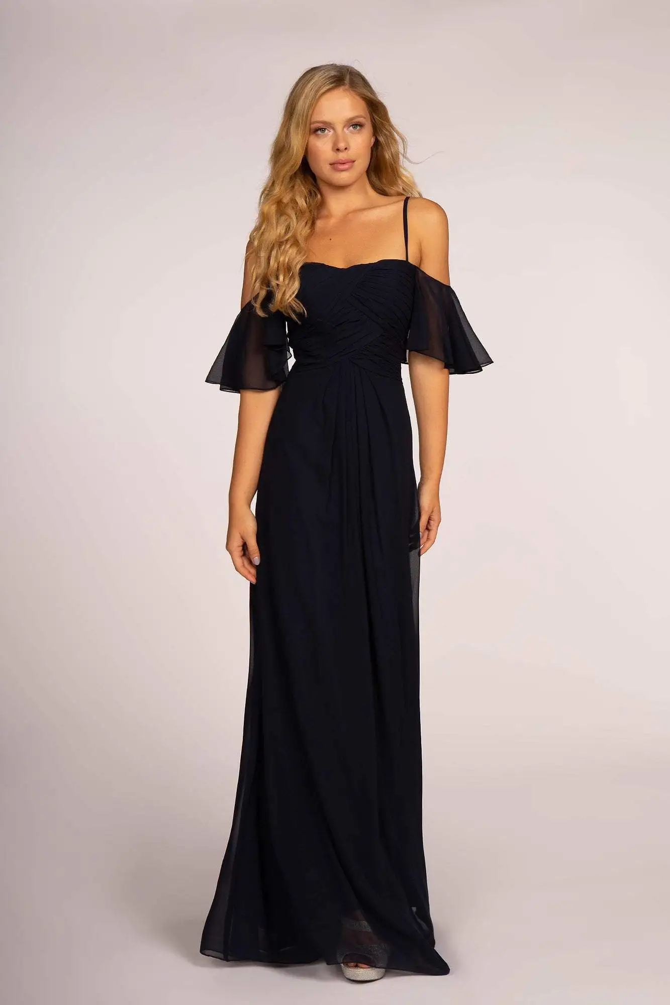 Elizabeth K - GL2615 Pleated Straight Across Neck Chiffon Dress 10 Elizabeth K - GL2615 Pleated Straight Across Neck Chiffon Dress - Image 10