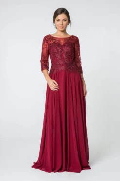 Elizabeth K - GL2810 Embroidered Bateau Chiffon A-line Gown -Hot Sale WEDDING Store elizabeth k gl2810 embroidered bateau chiffon a line gown mother of the bride dresses xs burgundy 28840871067731