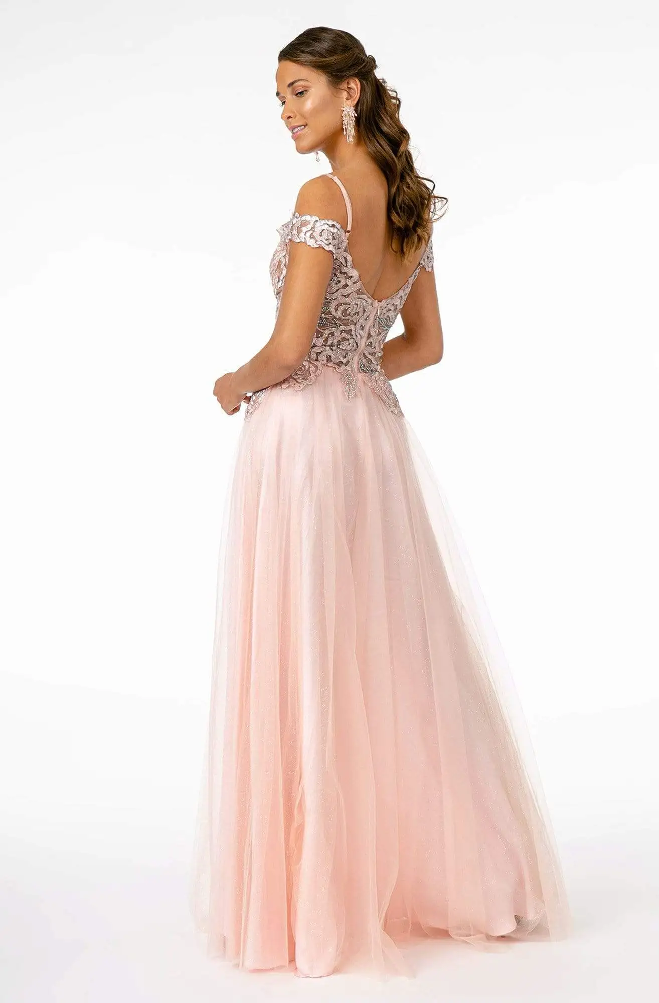 Elizabeth K - GL2953 Embroidered Off-Shoulder Mesh A-Line Gown 2 Elizabeth K - GL2953 Embroidered Off-Shoulder Mesh A-Line Gown - Image 2