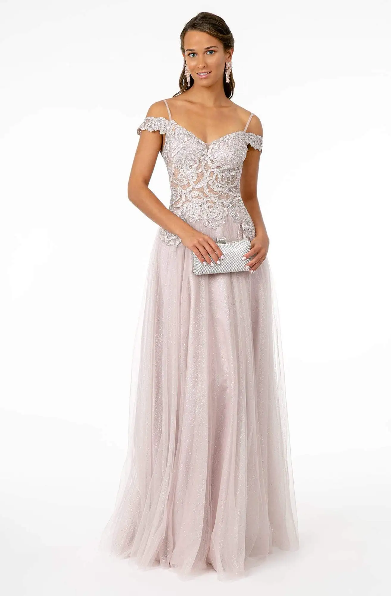 Elizabeth K - GL2953 Embroidered Off-Shoulder Mesh A-Line Gown 5 Elizabeth K - GL2953 Embroidered Off-Shoulder Mesh A-Line Gown - Image 5