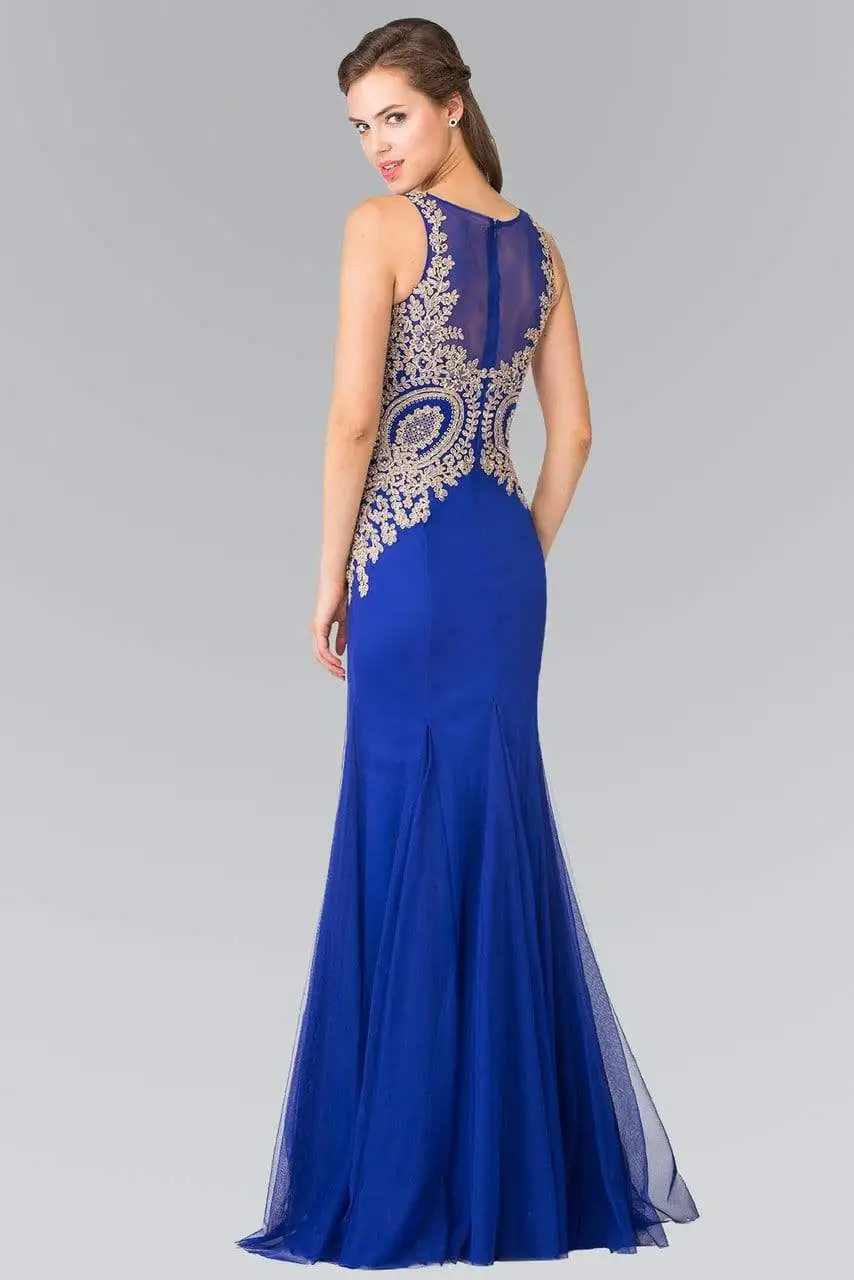 Elizabeth K - Gold Embroidered Tulle Trumpet Gown GL2283 2 Elizabeth K - Gold Embroidered Tulle Trumpet Gown GL2283 - Image 2