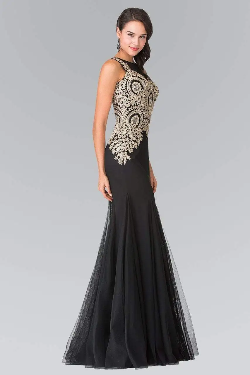 Elizabeth K - Gold Embroidered Tulle Trumpet Gown GL2283 6 Elizabeth K - Gold Embroidered Tulle Trumpet Gown GL2283 - Image 6
