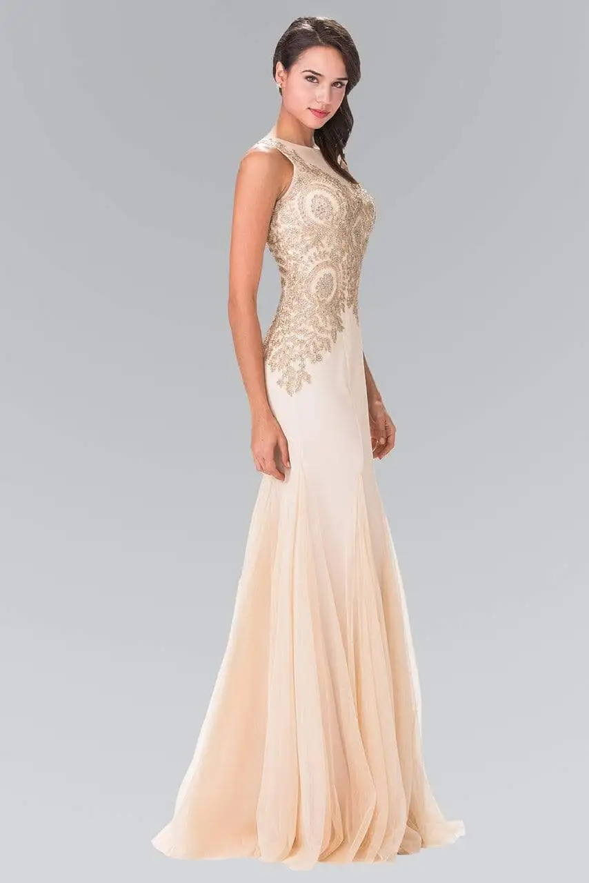 Elizabeth K - Gold Embroidered Tulle Trumpet Gown GL2283 7 Elizabeth K - Gold Embroidered Tulle Trumpet Gown GL2283 - Image 7