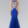 Elizabeth K - Gold Embroidered Tulle Trumpet Gown GL2283