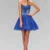 Elizabeth K - GS1110 Laced Sweetheart Neck Tulle Short Dress
