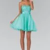 Elizabeth K - GS1345 Jeweled Strapless Lace-up Back Cocktail Dress