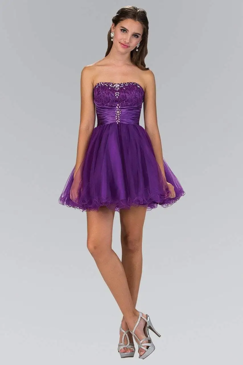 Elizabeth K - GS1345 Jeweled Strapless Lace-up Back Cocktail Dress 4 Elizabeth K - GS1345 Jeweled Strapless Lace-up Back Cocktail Dress - Image 4