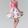 Elizabeth K - GS1445 Floral Embroidered Bodice Cocktail Dress