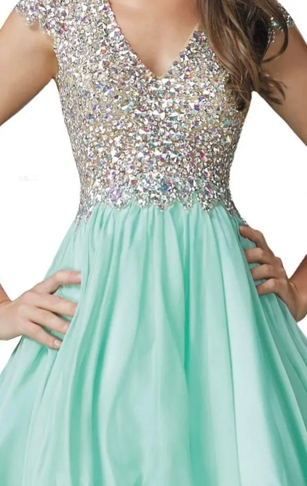 Elizabeth K - GS2151 Sequined V Neck Cocktail Dress 2 Elizabeth K - GS2151 Sequined V Neck Cocktail Dress - Image 2