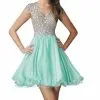 Elizabeth K - GS2151 Sequined V Neck Cocktail Dress