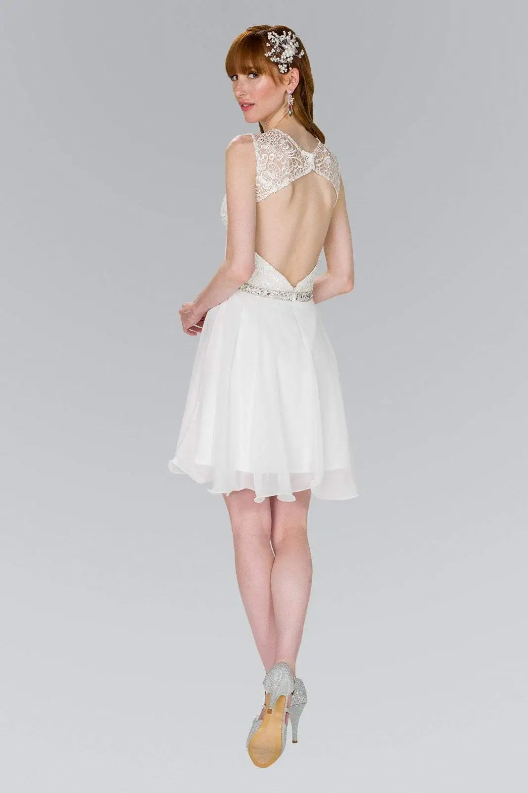 Elizabeth K - GS2410 Diamond Cutout Back Lace Chiffon Cocktail Dress 10 Elizabeth K - GS2410 Diamond Cutout Back Lace Chiffon Cocktail Dress - Image 10