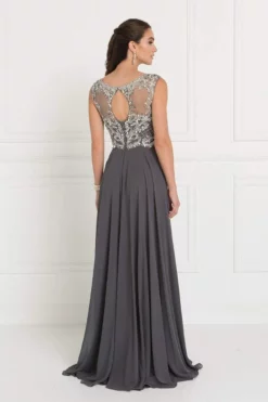 Elizabeth K Jeweled Illusion Bateau Chiffon A-line Gown GL1565 - 1 Pc Charcoal In Size L Available -Hot Sale WEDDING Store elizabeth k jeweled illusion bateau chiffon a line gown gl1565 1 pc charcoal in size l available ccsale 7776336576595