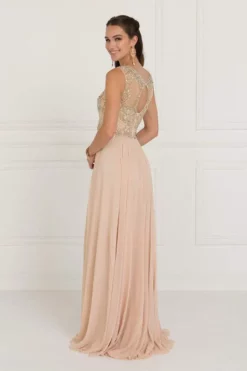 Elizabeth K Jeweled Illusion Bateau Chiffon A-line Gown GL1565 - 1 Pc Charcoal In Size L Available -Hot Sale WEDDING Store elizabeth k jeweled illusion bateau chiffon a line gown gl1565 1 pc charcoal in size l available ccsale 7776337854547