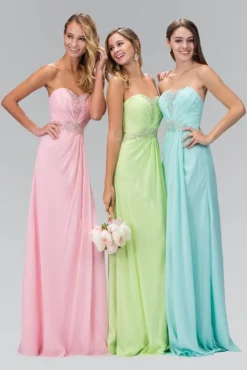 Elizabeth K Strapless Sweetheart Crystal Jeweled Long Dress GL2060 - 1 Pc Pink In Size XL Available