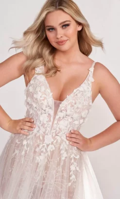 Ellie Wilde EW34070 - Floral 3D Detailed Tulle A-line Gown -Hot Sale WEDDING Store ellie wilde ew34070 floral 3d detailed tulle a line gown evening dresses 31705969197139