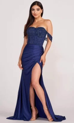 Ellie Wilde EW34112 - Beaded Ruched Evening Dress