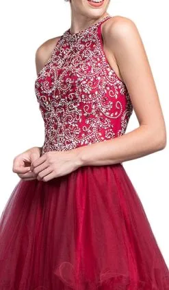 Aspeed Design - Embellished Halter A-line Homecoming Dress -Hot Sale WEDDING Store embellished halter a line homecoming dress dress 28833289601107