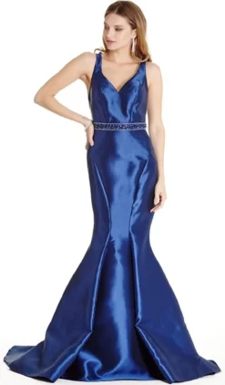 Aspeed Design - Embellished V-neck Mermaid Evening Dress -Hot Sale WEDDING Store embellished v neck mermaid evening dress evening dresses xxs navy 5654785851449