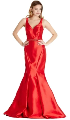 Aspeed Design - Embellished V-neck Mermaid Evening Dress -Hot Sale WEDDING Store embellished v neck mermaid evening dress evening dresses xxs red 5654785982521