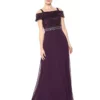 Emma Street - Lace Embellished Off Shoulder Evening Gown 1111199 - 1 Pc Eggplant In Size 18 Available