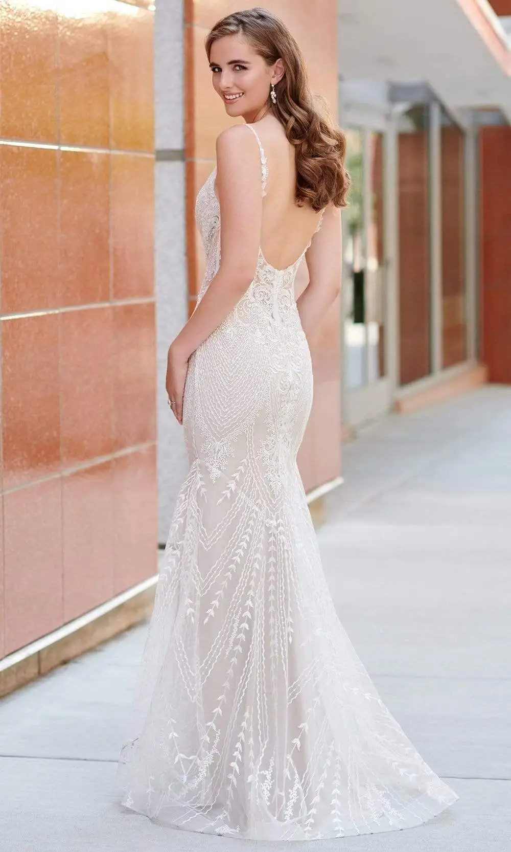 Enchanting By Mon Cheri - 120167 Embroidered Deep V Neck Trumpet Gown 2 Enchanting By Mon Cheri - 120167 Embroidered Deep V Neck Trumpet Gown - Image 2