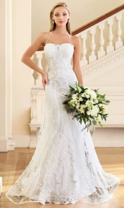 Enchanting By Mon Cheri - 218181 Halter Sheath Bridal Dress