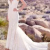Enchanting By Mon Cheri - 220106 V-Neck Full Lace Sheath Bridal Gown