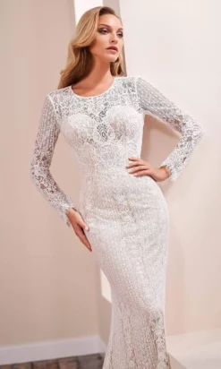 Enchanting By Mon Cheri - 221152 Long Sleeve Stretch Lace Sheath Gown -Hot Sale WEDDING Store enchanting by mon cheri 221152 long sleeve stretch lace sheath gown bridal dresses 28321645035603