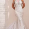 Enchanting By Mon Cheri - 221155 Halter Dangling Beaded Daring Gown