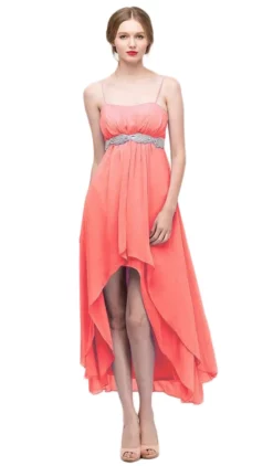 Eureka Fashion - 1913 Chiffon Layered High Low Empire Waist Gown