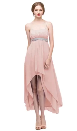 Eureka Fashion - 1913 Chiffon Layered High Low Empire Waist Gown -Hot Sale WEDDING Store eureka fashion 1913 chiffon layered high low empire waist gown special occasion dress xs dusty pink 6681968050259