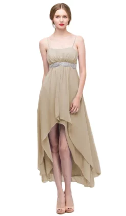Eureka Fashion - 1913 Chiffon Layered High Low Empire Waist Gown -Hot Sale WEDDING Store eureka fashion 1913 chiffon layered high low empire waist gown special occasion dress xs gold 6681967689811