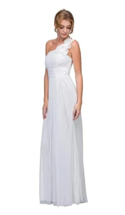 Eureka Fashion - 2005 Ruffled Shoulder Accent Asymmetrical A-Line Gown -Hot Sale WEDDING Store eureka fashion 2005 ruffled shoulder accent asymmetrical a line gown bridesmaid dresses xs ivory 29005888323667
