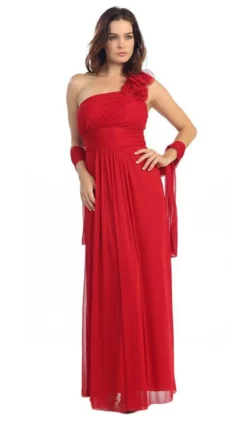 Eureka Fashion - 2005 Ruffled Shoulder Accent Asymmetrical A-Line Gown -Hot Sale WEDDING Store eureka fashion 2005 ruffled shoulder accent asymmetrical a line gown bridesmaid dresses xs red 6700128763987