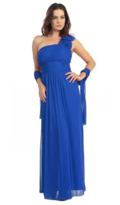 Eureka Fashion - 2005 Ruffled Shoulder Accent Asymmetrical A-Line Gown -Hot Sale WEDDING Store eureka fashion 2005 ruffled shoulder accent asymmetrical a line gown bridesmaid dresses xs royal 6700128632915