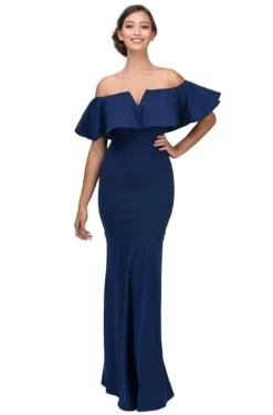 Eureka Fashion - 2102 Off-Shoulder Trumpet Dress -Hot Sale WEDDING Store eureka fashion 2102 off shoulder trumpet dress bridesmaid dresses xs navy 28784025567315