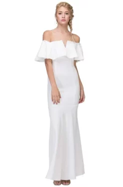 Eureka Fashion - 2102 Off-Shoulder Trumpet Dress -Hot Sale WEDDING Store eureka fashion 2102 off shoulder trumpet dress bridesmaid dresses xs offwhite 28055802019923
