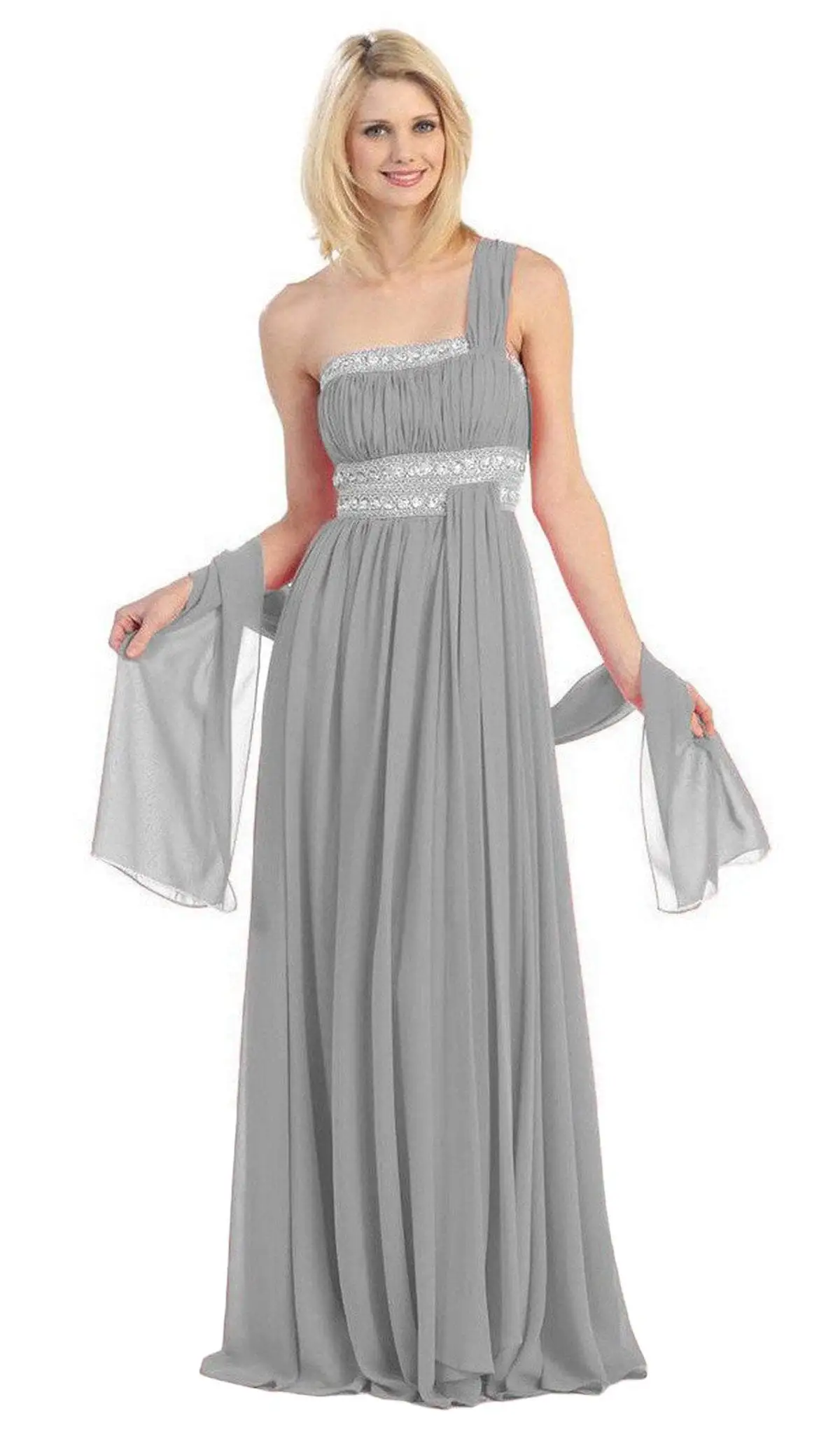 Eureka Fashion - 2426 Asymmetrical Bead-Banded Chiffon A-Line Gown 6 Eureka Fashion - 2426 Asymmetrical Bead-Banded Chiffon A-Line Gown - Image 6