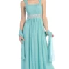 Eureka Fashion - 2440 Ruched Square-Neck Chiffon Long Gown