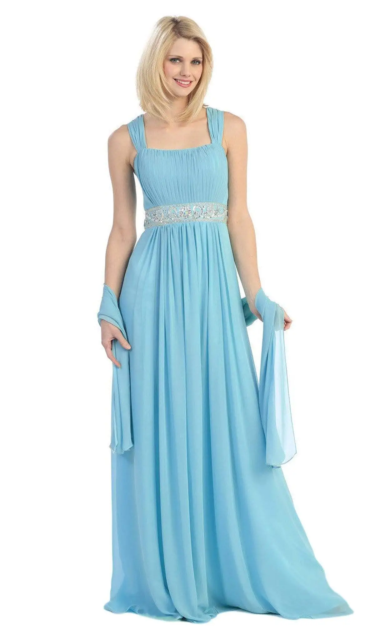 Eureka Fashion - 2440 Ruched Square-Neck Chiffon Long Gown 5 Eureka Fashion - 2440 Ruched Square-Neck Chiffon Long Gown - Image 5