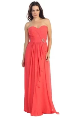 Eureka Fashion - 2505 Strapless Chiffon Beaded Sheath Dress