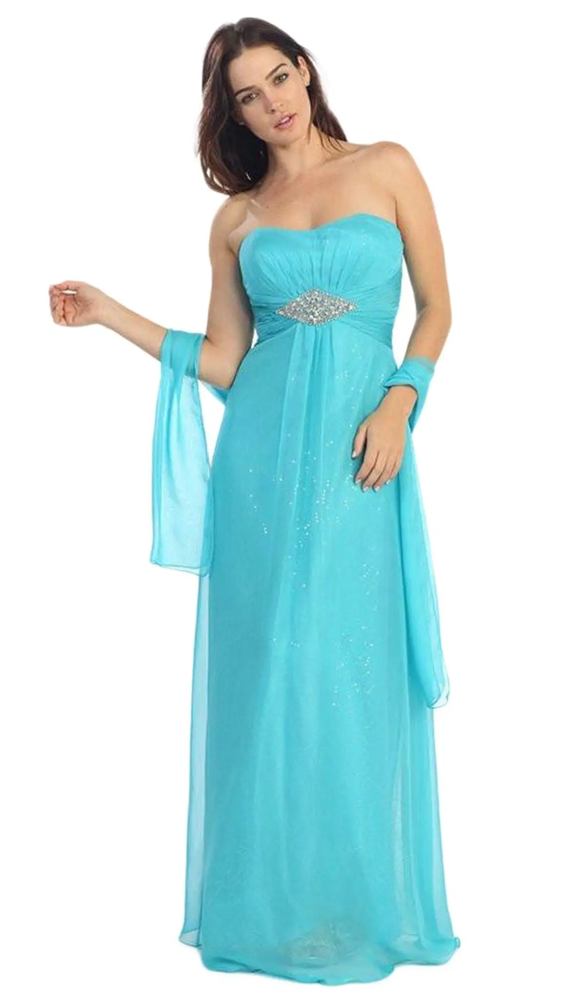 Eureka Fashion - 2507 Rhinestone Accented Sweetheart Chiffon Dress 1 Eureka Fashion - 2507 Rhinestone Accented Sweetheart Chiffon Dress