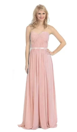 Eureka Fashion - 2800 Strapless Shirred Bodice A-Line Gown -Hot Sale WEDDING Store eureka fashion 2800 strapless shirred bodice a line gown special occasion dress xs dusty pink 6900689469523