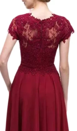 Eureka Fashion - 4909-4XL Illusion Short Sleeve Applique Chiffon Dress -Hot Sale WEDDING Store eureka fashion 4909 4xl illusion short sleeve applique chiffon dress special occasion dress 6706054692947