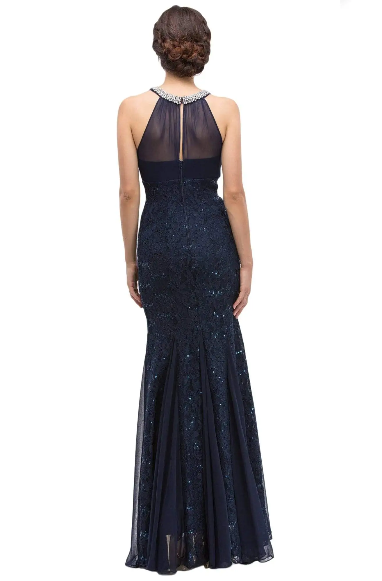 Eureka Fashion - 5030 Halter Neck Lace Trumpet Dress 2 Eureka Fashion - 5030 Halter Neck Lace Trumpet Dress - Image 2