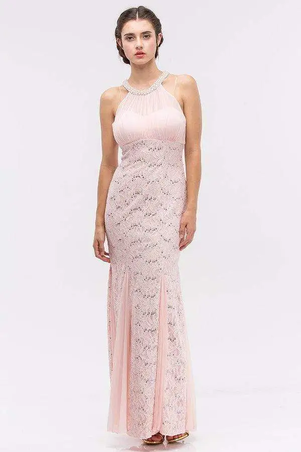 Eureka Fashion - 5030 Halter Neck Lace Trumpet Dress 4 Eureka Fashion - 5030 Halter Neck Lace Trumpet Dress - Image 4