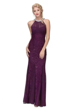 Eureka Fashion - 5030 Halter Neck Lace Trumpet Dress 13 Eureka Fashion - 5030 Halter Neck Lace Trumpet Dress -Hot Sale WEDDING Store eureka fashion 5030 halter neck lace trumpet dress bridesmaid dresses xs plum 28056844009555
