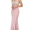 Eureka Fashion - 7022 Beaded Illusion Scoop Mermaid Dress