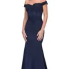 Eureka Fashion - 7100 Off Shoulder Lace Appliqued Jersey Mermaid Gown